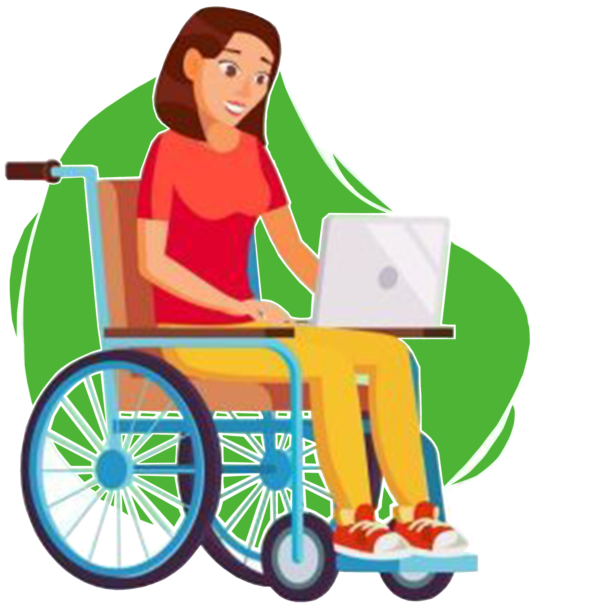 Illustration d'une personne à mobilité réduite satisfaite des services www.home-pharma.fr